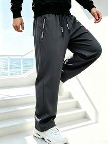 Men's Outdoor Sports Pants With Drawstring Adjustable Waist, Suitable For Outdoor Sports, Street Activities And Daily Commute - Grey - View 3