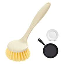 1pc Long Handle Kitchen Cleaning Brush, Plastic Dish Scrub Brush For Pots, Pans, Cutting Boards, Non-Stick Oil, Hanging Design, Stove Top Cleaning Brush - Multicolor - View 3