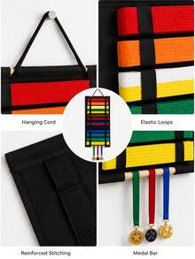 Wall-Mounted Martial Arts Belt Storage Rack (1pc) - Portable Karate Belt Display Stand With Medal Hooks, Lightweight Taekwondo Belt Hanging Display Rack; Suitable For Martial Arts Practitioners And Boxing, Combat Sports And Fitness Enthusiasts - Multicolor - View 8