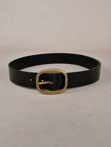 1pc Versatile Minimalist Fashion PU Leather Women's Belt - Black - View 3
