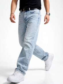 Men's Classic Relaxed Baggy Pants - Baby Blue - View 2