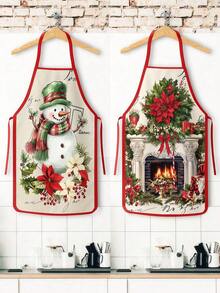 1/2/4pcs Christmas Apron, Christmas Party, Suitable For Kitchen Cooking, Festivals And Parties. It's Also A Great Gift To Give To Friends. - Multicolor - View 6