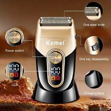Kemei KM-3209 Electric Shaver Double-Layer Reciprocating Razor Daily Men's Beard Shaver With Charging Base Dry And Wet Use USB Rechargeable Powerful Shaver Men's Birthday Gift - Black - View 2