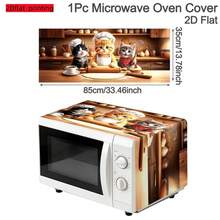 2D Flat 1pc Microwave Dust Cover, 3 Cute Cats Pattern Kitchen Appliance Dust Cover, 35 X 85 Cm Polyester Microwave Top Cover, Home Refrigerator Toaster Protective Cloth, Kitchen Decor - Multicolor - View 8