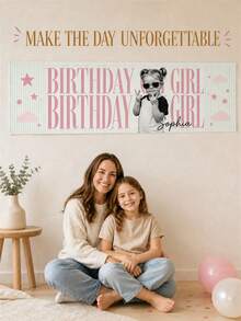 Custom Photo And Name Birthday Banner, Personalized Happy Birthday Party Backdrop, Picture Banner For Girls And Boys, Photo Booth Background For Birthday Celebrations, Custom Party Sign For Kids, Daughters, Sons, Family Gatherings And Friends. - Multicolor - View 10
