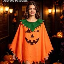 1PC Women's Halloween Pumpkin Print Shawl, Jagged Hem Green Collar, Suitable For Cosplay, Holiday Party Costume, Halloween, Holiday Decoration - Multicolor - View 1