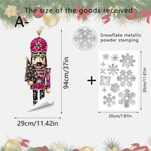 1/3pcs Glitter Nutcracker Window Cling, Static Cling, Reusable, For Home Winter Bedroom Window, Nutcracker Soldier Snowflake Print, Holiday Window Decor - Multicolor - View 12