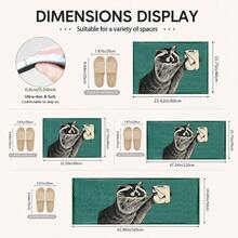 1pc Funny Raccoon Toilet Paper Pattern Printed Faux Cashmere Kitchen Mat, Absorbent Kitchen Floor Mat, Kitchen Rug, Long Runner Mat, Sink Front Mat, Suitable For Kitchen, Bathroom, Entryway, Hallway, Laundry Room And Home Decor - Multicolor - View 3