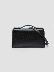 Handbag With Dotted Embossed Texture Decor, Handheld & Crossbody Dual-Use Storage For Lipstick, Makeup And Personal Items, Zipper Closure, Minimalist Luxury Style, Small Square Box Bag, Women's Daily Commute, Dating And Travel - Black - View 5