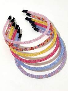 6Pcs Colorful Rhinestone Thin Headbands, Sparkly Crystal Hair Hoop For Women Daily Party Hair Accessories - Multicolor - View 3