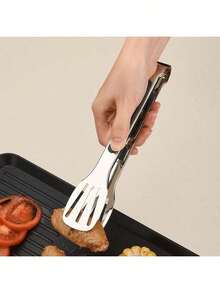 3pcs/Set (S/M/L) Non-Slip Stainless Steel Food Tongs, Meat Salad Bread Serving Tongs, BBQ Grill Buffet Tongs, Cooking Tools Kitchen Accessories - Multicolor - View 6