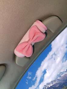 2pcs Cute Bow Plush Car Roof Handle Covers, Soft Grip Handle Protector, Car Interior Decoration Accessories - Multicolor - View 4