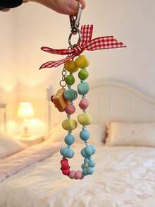 1 buah Gantungan Kunci Lanyard Ponsel Motif Kue, Pita Manis, dan Hati, Aksesori Tas - MultiWarna - View 2