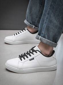 Men's Fashion Minimalist Casual Sports Sneakers, All-Season Athletic Shoes - All White - View 5