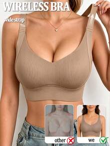 2pcs Women's Seamless Non-Wired Push-Up Bra With Removable Padding, Seamless Lingerie, Seamless Bra Top, Body-Hugging Invisible Underwear - Multicolor - View 5
