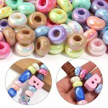 10Pcs/Set Acrylic UV Colorful Abacus Beads, Large Hole Wheel Beads, Suitable For DIY Bracelets, Keychains, Necklaces, Stationery Pens, Holiday Decorations, Abacus Beads, Tassel Dream Catcher Making, Hanging Rope Beads - Multicolor - View 2