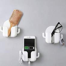 No-Drill Self-Adhesive Wall Phone Holder,Suitable For Phones, Remote Controls And Small Accessories, Minimalist Wall Storage Rack, Suitable For Bedroom,Kitchen And Living Room, No-Drill Adhesive Multi-Function Wall-Mounted Remote Control Storage Box - Multicolor - View 6