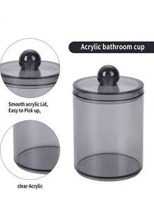 Dispenser Tempat Cotton Bud, Cocok untuk Cotton Bud dan Tusuk Gigi - Set Toples Apotek Plastik Hitam 10 Oz, Cocok untuk Penyimpanan dan Pengorganisasian Kamar Mandi, Kotak Penyimpanan Rias Wajah - Beraneka warna - View 8