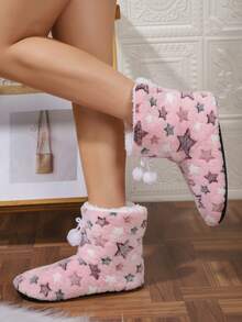 Double Star Casual Fabric Ball Slippers Home Wear All Seasons - Pink - View 4