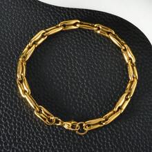 Punk Style Unisex Personalized 18K Gold Plated Stainless Steel Geometric Pig Nose Bracelet, Suitable For Daily Wear And Parties - Gold - View 7