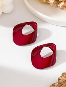 1 Pair Women's Oval Hollow Stud Earrings Shiny Finish - Women's Earrings - View 9