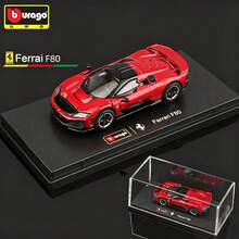 Burago Ferrari Model Mobil Sport Paduan Logam Bimegao Seri F80 Skala 1/64, IP Berlisensi Resmi, Koleksi Mobil Miniatur, Hiasan Pajangan Meja - MultiWarna - View 3