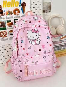 Sanrio Hello Kitty Pink All-Over Print Oxford Fabric Student Backpack, Cute Cartoon Character Large Capacity School Bag, Japanese Style Multi-Pocket Lightweight Daypack, Suitable For Students Travel And Daily Campus Use - A - View 14