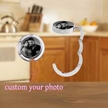 Custom 1pc Fashionable Foldable Handbag Hook, Customizable Photo Portable Durable Bag Holder, Modern Design, Suitable For Home And Travel Organization, Personalized Photo Hanging Decor, Halloween, Christmas Gift - Multicolor - View 8