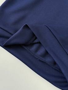 Tween Girl Letter Pattern Embroidered V-Neck Long Sleeve Sweatshirt And Pants - Royal Blue - View 7