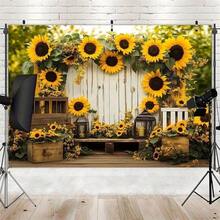 2D Multi-Functional Sunflower Rose Garden Photography Backdrop - Polyester Banner, Suitable For Home Decor, Birthdays, Anniversaries, And Other Occasions - A - View 6