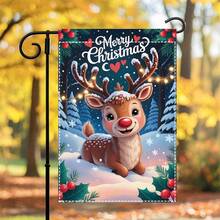 2D Flat Design - Single Piece 2D Flat Design - Flat 2D Design, Christmas Reindeer Welcome Garden Flag, No Flag Pole, Size 12X18 Inches, Durable Polyester Material, Suitable For Yard Decoration, Single-Sided Printing, No Flag Pole Included - A - View 6