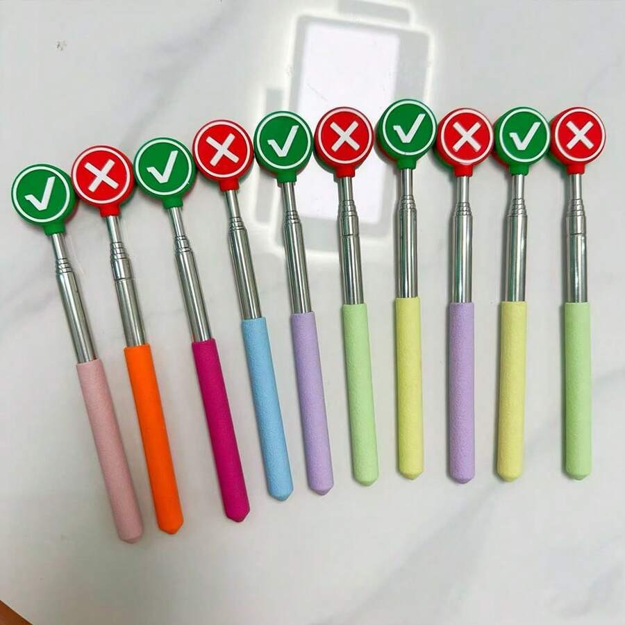 6pcs New Adjustable Teacher Pointer Pens (Classroom Supplies, Random Colors For All Styles), Suitable For Elementary And Kindergarten Teachers. Back To School Season/Back To School Must-Have, Halloween/Christmas Must-Buy