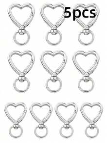 10/30/60/100pcs Heart-Shaped Keychain Swivel Hooks, Key Ring Making Accessories Pendant Carabiner Clips DIY Handmade Cute Spring Buckle Key Rings, Handbags - Color Mixing - View 34