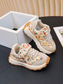 New 2026 Kids' Spring/Autumn Floral Vintage Sports Shoes, Non-Slip Sneakers For Girls - Red - View 7