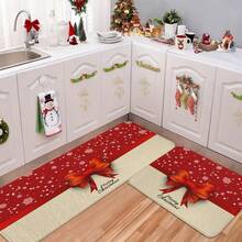 1/2/3pcs Christmas Theme Kitchen Rugs, Flannel Kitchen Mats, Soft Comfortable Absorbent Non-Slip Machine Washable With Non-Slip Backing, Suitable For Multiple Scenes: Entryway, Living Room, Bedroom, Kitchen, Dining Room, Bathroom, Laundry Room, Hallway, Christmas Holiday Home Decor Floor Mat - Multicolor - View 7