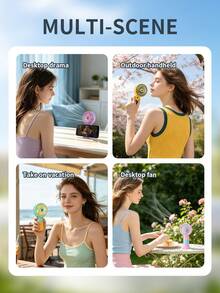 AOYI 可充電手持風扇，便攜式迷你個人夏季風扇，配備 300mAh USB 可充電電池，1 段風速，可拆卸底座的個人桌面風扇，旅行與度假必需品，適用於居家、辦公室、學校、戶外 - 小花黃色 - 查看 8