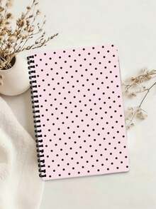 1pc Gentle INS Style Pink Background Brown Polka Dot Pattern Double Spiral Loose Leaf Notebook, Paper Inner Pages With Transparent Spiral Binding, Smooth Writing And Flipping, Suitable For Students Classroom Note-Taking, Daily Journaling, Diary, Memo Writing, Minimalist Artistic Desktop Stationery, Perfect Gift For New Year, Valentine's Day, Mother's Day, Father's Day, Graduation Season - Multicolor - View 2
