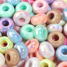 10Pcs/Set Acrylic UV Colorful Abacus Beads, Large Hole Wheel Beads, Suitable For DIY Bracelets, Keychains, Necklaces, Stationery Pens, Holiday Decorations, Abacus Beads, Tassel Dream Catcher Making, Hanging Rope Beads - Multicolor - View 1