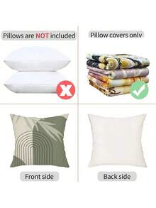 shangxia 4Pcs, Boho Sage Green Pillow Covers, Boho Abstract Geometric Leaf Throw Pillow Covers - Contemporary Sage Green, Machine Washable Polyester, Single-Sided Design - 16x16, 18x18, 20x20 Inches, No Pillow Insert. - Multicolor - View 6