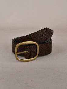 1pc Versatile Minimalist Fashion PU Leather Women's Belt - Brown - View 1