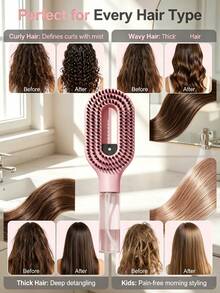 2‑In‑1 Spray Hair Brush Detangler, Built‑In Water Tank Fine Mist Spray Comb, Wet Dry Hair Detangling Brush, Portable Anti‑Overflow Hair Care Styling Tool For Curly Thick All Hair Types - Multiple Styles - View 3