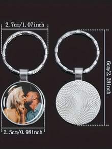 1PC Customized Engraved Photo Keychain - Fashionable Stainless Steel Round Pendant With Wooden Base, Ideal And Perfect Graduation Gift And Memory Keepsake, Suitable For Friends, Couples And Pets - Single Pack, Personalized Gift Item | Customizable Keychain | Durable Zinc Alloy, Keychain Gift Suitable For Men And Women, Christmas, Halloween Gifts - Multicolor 3 - View 4