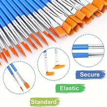 20/50Pcs Nylon Pointed & Flat Head Paint Brushes, Suitable For Gouache/Watercolor/Acrylic Paints, Small Size For Outlining, Sketching, Doodling - Sets - View 5