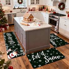 1/2/3pcs Christmas Theme Kitchen Rug, Flannel Kitchen Mat, Soft Comfortable Absorbent Non-Slip Machine Washable With Non-Slip Backing, Suitable For Multiple Scenes: Entrance, Living Room, Bedroom, Kitchen, Dining Room, Bathroom, Laundry Room, Hallway, Christmas Holiday Home Decor Multi-Functional Floor Mat - Multicolor - View 6