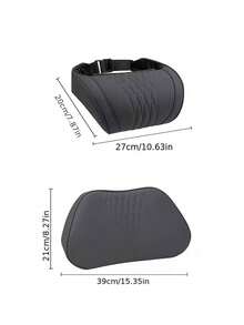 1pc Luxury Nappa Leather Car Neck Pillow & Lumbar Support Cushion, Breathable Perforated Design With Exquisite Embroidery, Built-In Memory Foam Ergonomic Support, All-Season Car Interior Accessory, Suitable For Most Car Models For Long-Distance Driving - A - View 3