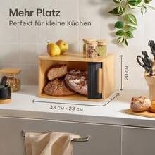 Kitchen Bread Bin In Black, Dimension 33 X 23 Cm, Fitted With Sliding Door For Convenient Daily Storage - Brown - View 7