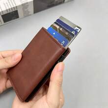 1 قطعة محفظة بطاقات بسيطة وقابلة للحمل مضادة للسرقة بتقنية RFID بنمط ألياف الكربون مضادة لإزالة المغناطيسية مع محفظة ألومنيوم قابلة للانبثاق - متعدد الألوان - مشاهدة 9