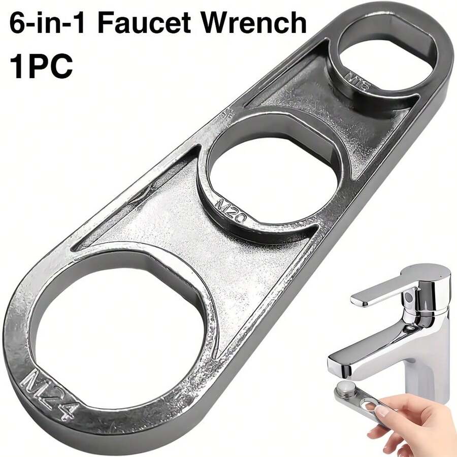 1pc Faucet Aerator Wrench, Multi-Purpose Faucet Aerator Key, 6 Sizes 16/18/20/22/24/28mm, Sink Aerator Removal Tool, Suitable For Kitchen Bathroom Faucet Parts Repair Wrench - 1pc - View 1