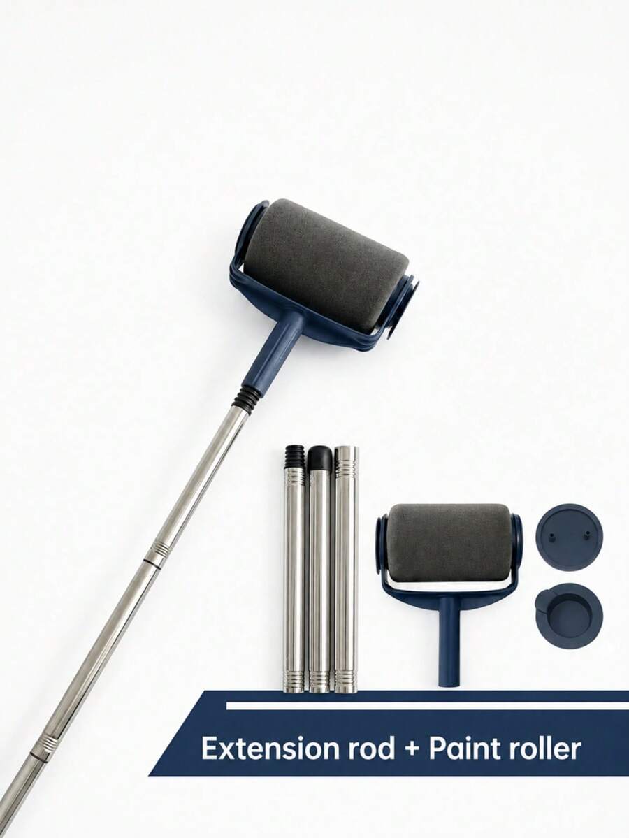 Multi-Function Roller Brush Set (1 Set) - Includes Roller Brush And 3-Section Extension Pole; High-Density Roller Brush Cover Ensures Even Application. Suitable For Latex Paint And Wall Paint, Easy To Operate. Perfect For Wall Repair And Living Room Painting.