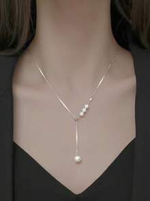 1 dây chuyền choker nữ mặt ngọc trai giả, phong cách ngách sang trọng nhẹ nhàng, đeo hàng ngày đi làm, dễ phối lớp, đa năng - Mặt dây chuyền ngọc trai - Xem 1